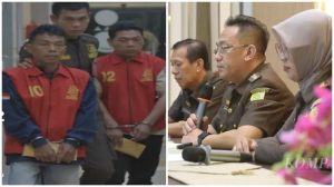 OTT KADES PAGAR GUNUNG- Sebanyak 20 kepala desa (kades) di Kecamatan Pagar Gunung, Kabupaten Lahat, terjaring Operasi Tangkap Tangan (OTT) oleh Tim Tindak Pidana Khusus Kejaksaan Tinggi Sumatera Selatan (Kejati Sumsel) pada Kamis sore (24/7/2025). 2 orang diantaranya diborgol dan pakai rompi tahanan/Sripoku.com. 
