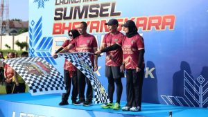 Polda Sumsel resmi meluncurkan ajang olahraga bergengsi, Sumsel Bhayangkara Run 2026. Peluncuran itu dalam rangka Hari Bhayangkara ke-80. (Dok istimewa).
